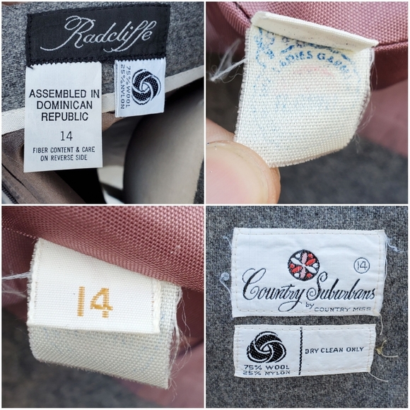 Vintage 80s Retro Preppy Acadamia Gray Wool Blend Blazer Skirt Suit Set Sm/Md - Picture 5 of 6